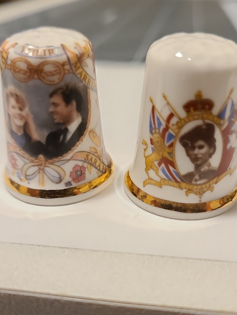Finsburg Fine Bone China Thimbles. Mafe In England Queen Marrage